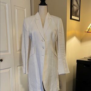 Scapa linen vintage long woman blazer, fits size 6 USA, made in Belgium